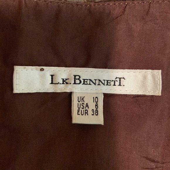 LK BENNETT dress size 6 US brown 100% silk calf length - Picture 7 of 14